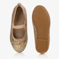 Angels Face Pumps & Ballerinas*Gold Glitter Ballerina Shoes