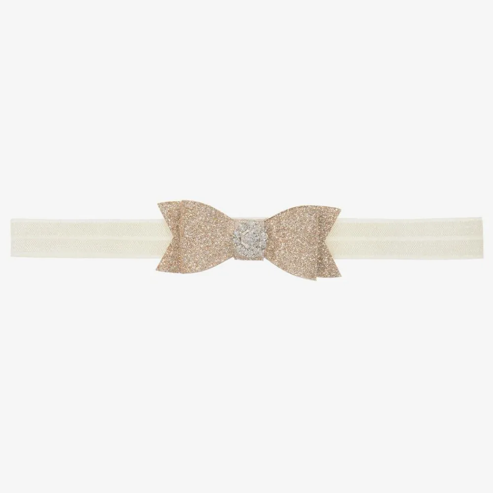Cute Cute Hair Accessories*Gold Glitter Bow Headband