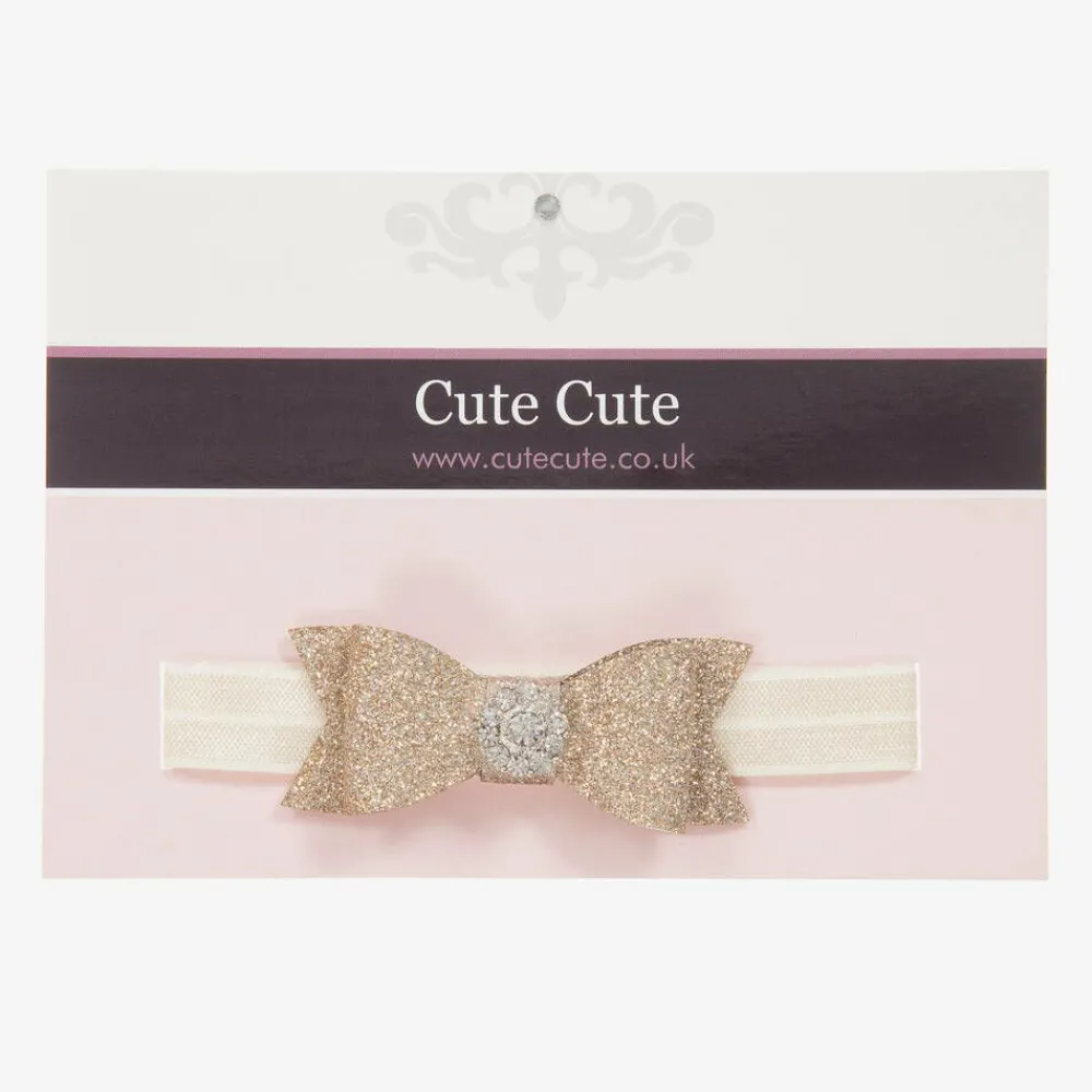 Cute Cute Hair Accessories*Gold Glitter Bow Headband