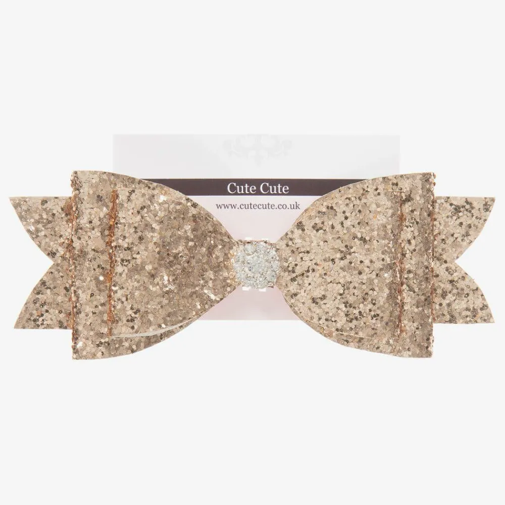 Cute Cute Hair Accessories*Gold Glitter Hairclip (14cm)