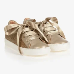 Childrens Classics Trainers|Trainers*Gold Glitter Leather Trainers