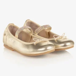 Manuela de Juan Pumps & Ballerinas*Gold Leather Gem Strap Pumps