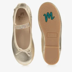 Manuela de Juan Pumps & Ballerinas*Gold Leather Gem Strap Pumps