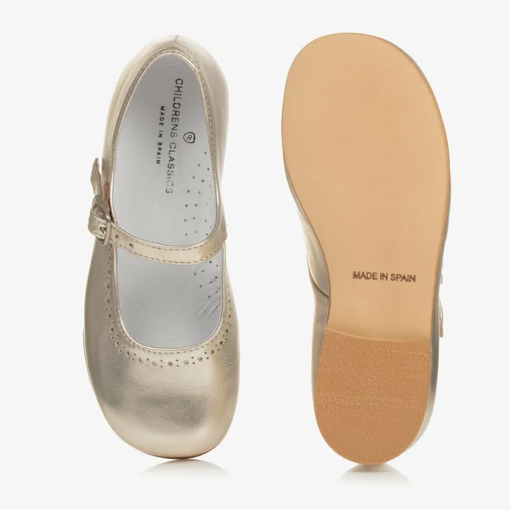 Childrens Classics Bar Shoes|Bar Shoes*Gold Leather Shoes