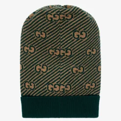 Gucci Hats*Green & Beige GG Wool Hat