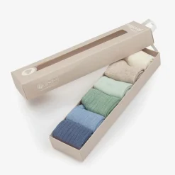 Mayoral Newborn Socks*Green & Blue Cotton Baby Socks (6 Pack)