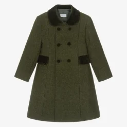 Ancar Coats & Jackets*Green Collared Wool Coat
