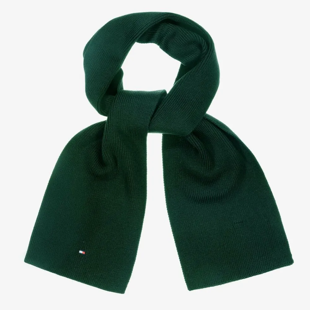 Tommy Hilfiger Scarves|Scarves*Green Cotton Knit Flag Logo Scarf