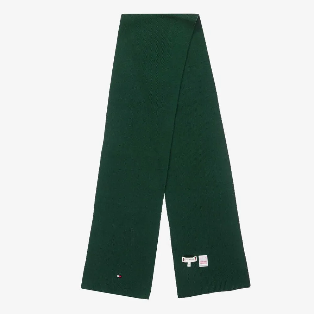 Tommy Hilfiger Scarves|Scarves*Green Cotton Knit Flag Logo Scarf