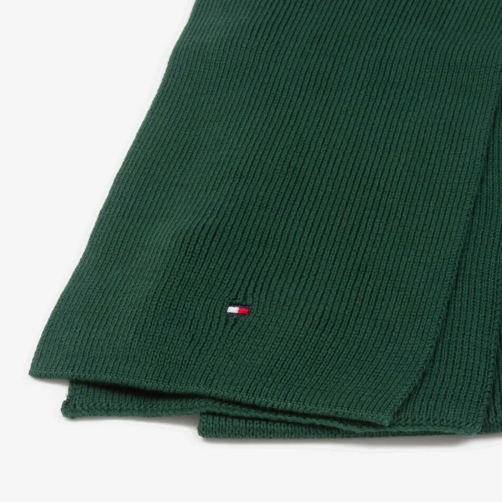 Tommy Hilfiger Scarves|Scarves*Green Cotton Knit Flag Logo Scarf