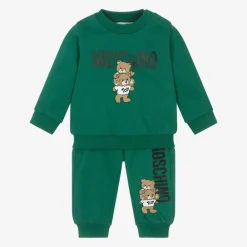 Moschino Baby Tracksuits|Tracksuits*Green Cotton Teddy Bear Tracksuit