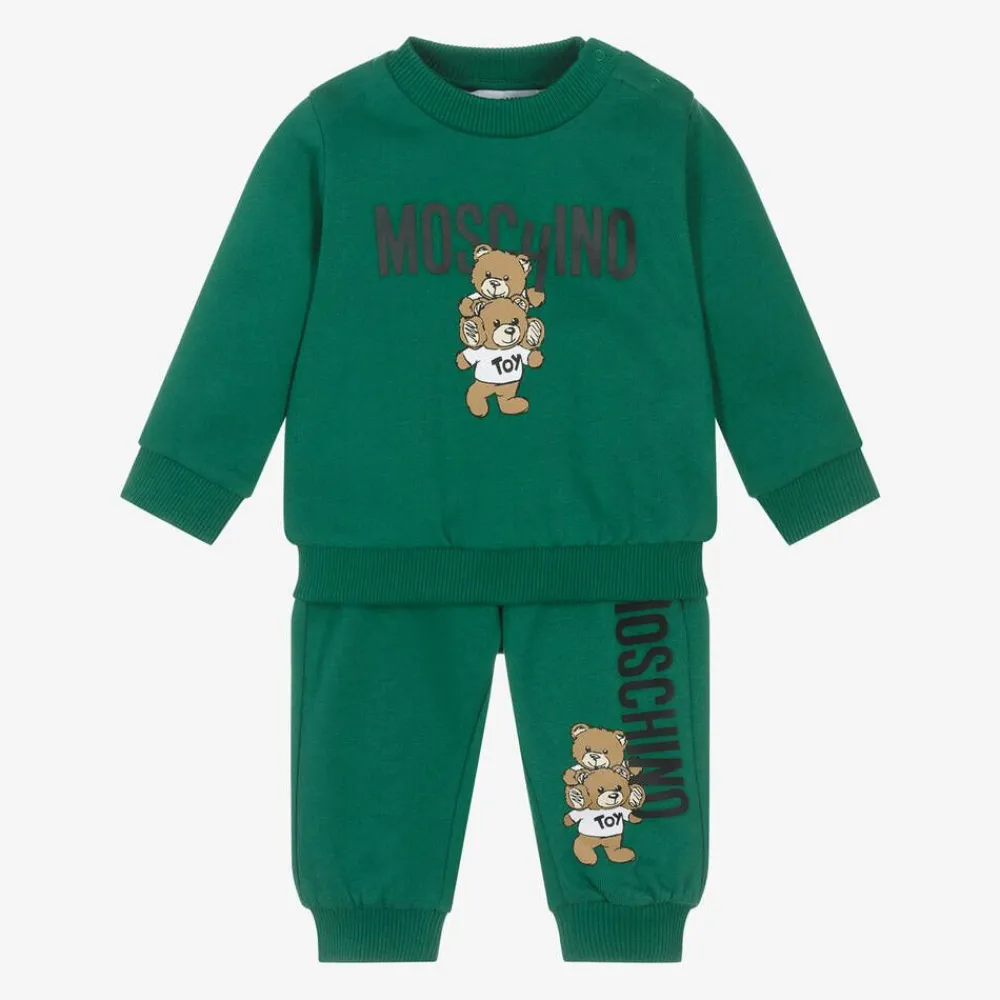 Moschino Baby Tracksuits|Tracksuits*Green Cotton Teddy Bear Tracksuit