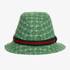 Gucci Hats*Green Double G Geometric Cotton Jacquard Hat