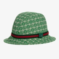 Gucci Hats*Green Double G Geometric Cotton Jacquard Hat