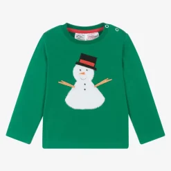 Blade amp; Rose Tops*Green Festive Snowman Cotton Top