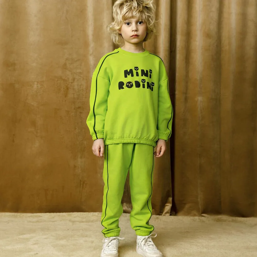 Mini Rodini Trousers|Trousers*Green Organic Cotton Cats Joggers