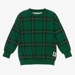 Mini Rodini Tops*Green Organic Cotton Checked Sweatshirt