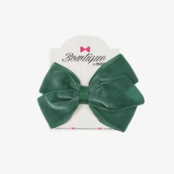 Bowtique London Hair Accessories*Green Velvet Bow Hair Clip (11cm) Forestgreen