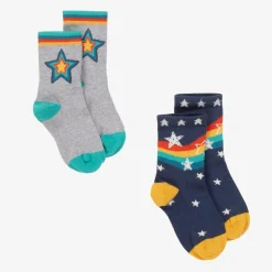 Frugi Socks|Socks*Grey & Blue Cotton Socks (2 Pack)