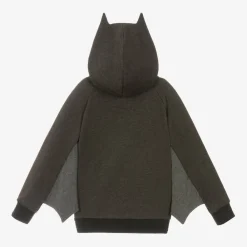 Wauw Capow Tops*Grey & Silver Cotton Bat Hoodie