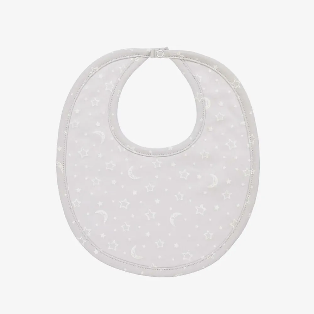 Kissy Kissy Gifts*Grey Cotton Crescent Moonlight Baby Bib
