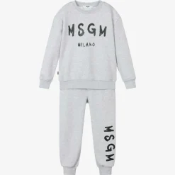 MSGM Tracksuits*Grey Cotton Jersey Tracksuit