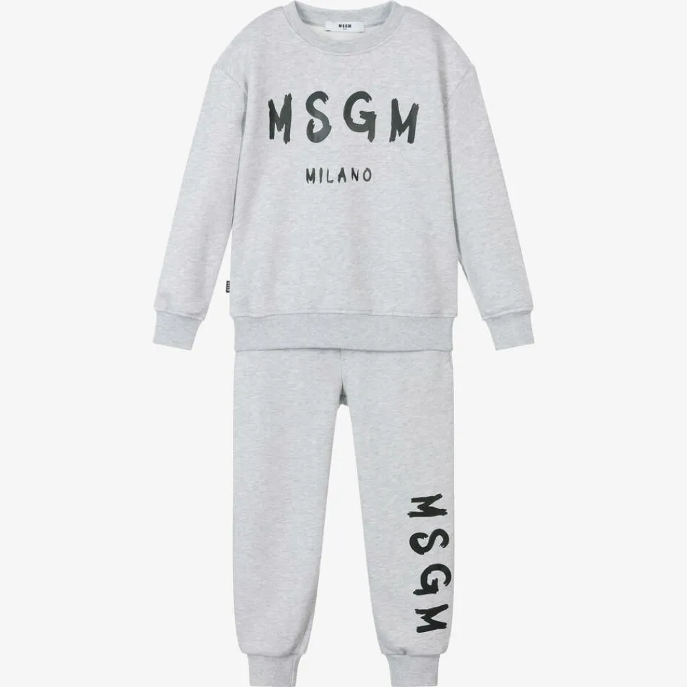 MSGM Tracksuits*Grey Cotton Jersey Tracksuit