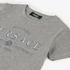 Versace Tops*Grey Cotton Logo T-Shirt