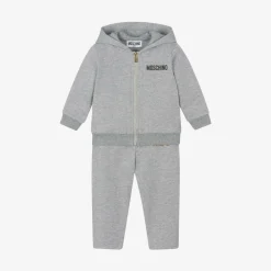 Moschino Baby Tracksuits*Grey Cotton Teddy Bear Logo Tracksuit