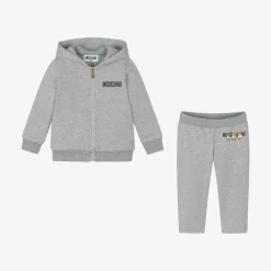 Moschino Baby Tracksuits*Grey Cotton Teddy Bear Logo Tracksuit