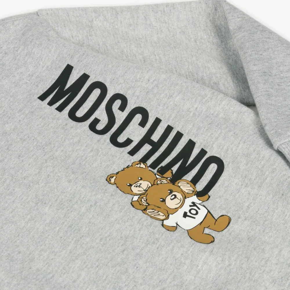 Moschino Kid-Teen Tops*Grey Cotton Teddy Bear Sweatshirt