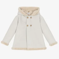 Mebi Coats & Jackets*Grey Faux Suede Hooded Coat