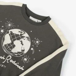 Mini Rodini Tops*Grey Graphic Organic Cotton Sweatshirt