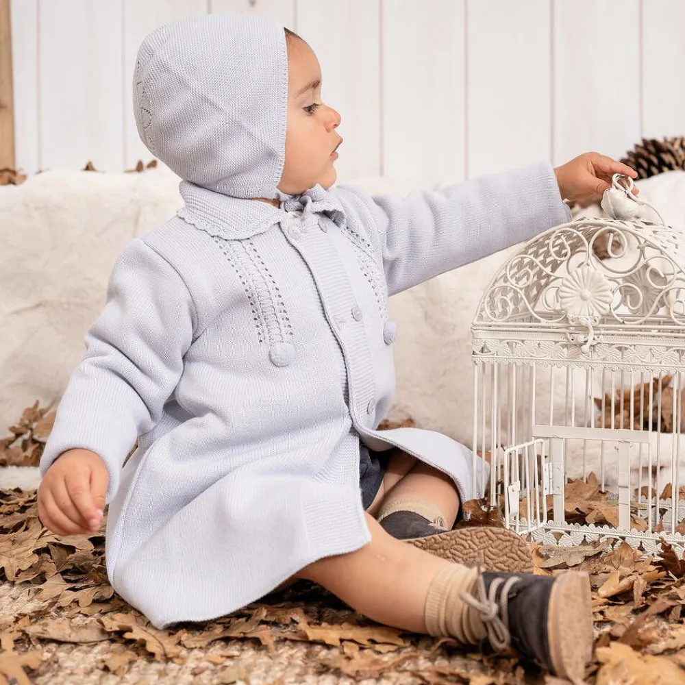 Artesanía Granlei Coats & Jackets*Grey Knitted Coat & Hat Set
