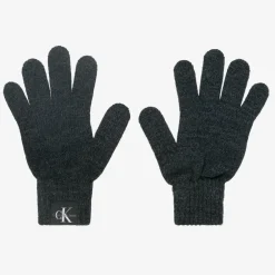 Calvin Klein Gloves & Mittens|Gloves & Mittens*Grey Knitted Monogram Logo Gloves