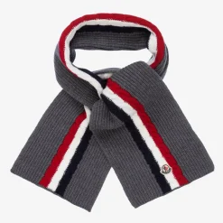 Moncler Enfant Scarves|Scarves*Grey Knitted Wool Scarf