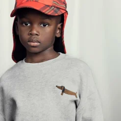 Mini Rodini Tops*Grey Marl Organic Cotton Dog Sweatshirt