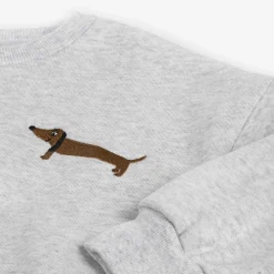 Mini Rodini Tops*Grey Marl Organic Cotton Dog Sweatshirt