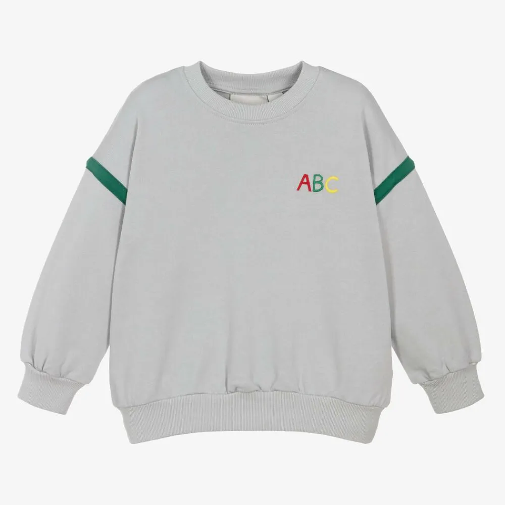 Mini Rodini Tops*Grey Organic Cotton ABC Sweatshirt