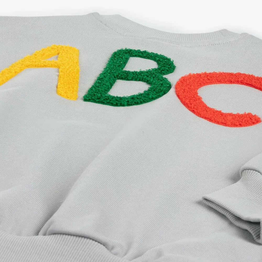 Mini Rodini Tops*Grey Organic Cotton ABC Sweatshirt