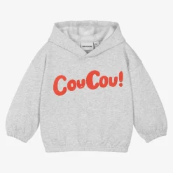 Mini Rodini Tops*Grey Organic Cotton CouCou Print Hoodie