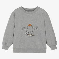 Wauw Capow Tops*Grey Organic Cotton Monster Sweatshirt