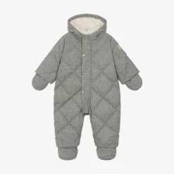 Bonpoint Snowwear*Grey Quilted Down Snowsuit