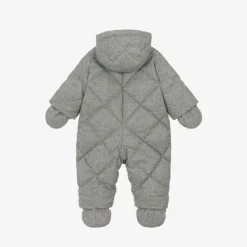 Bonpoint Snowwear*Grey Quilted Down Snowsuit
