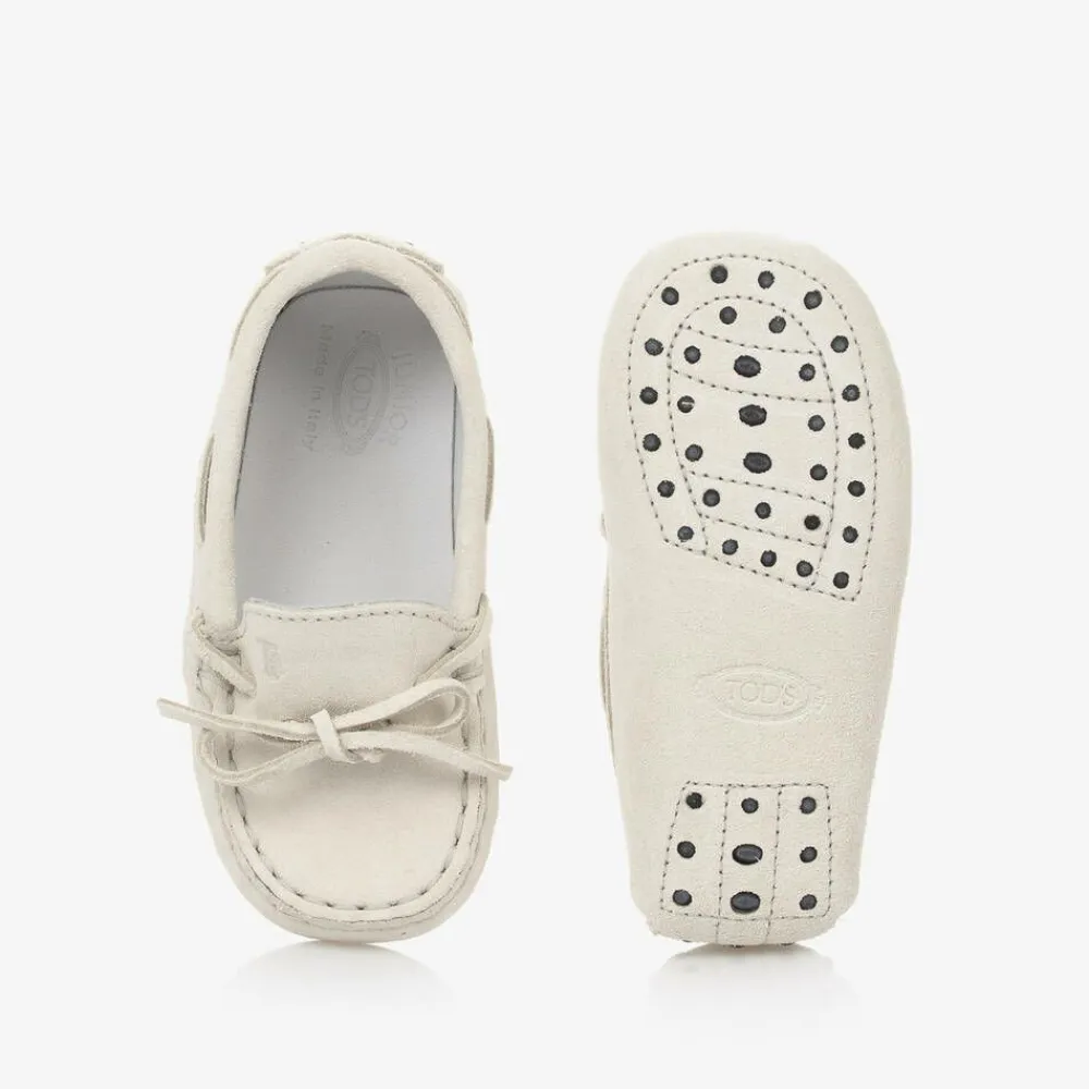 Tods Loafers & Moccasins|Loafers & Moccasins*Grey Suede Leather Pre-Walker Moccasins