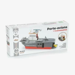 Vilac Toys|Toys*Grey Wooden Aircraft Carrier Toy (54cm)