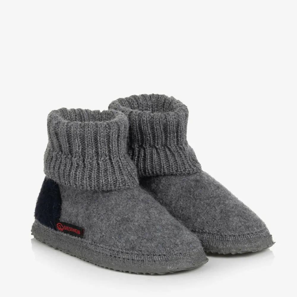 Giesswein Slippers|Slippers*Grey Wool Boot Slippers