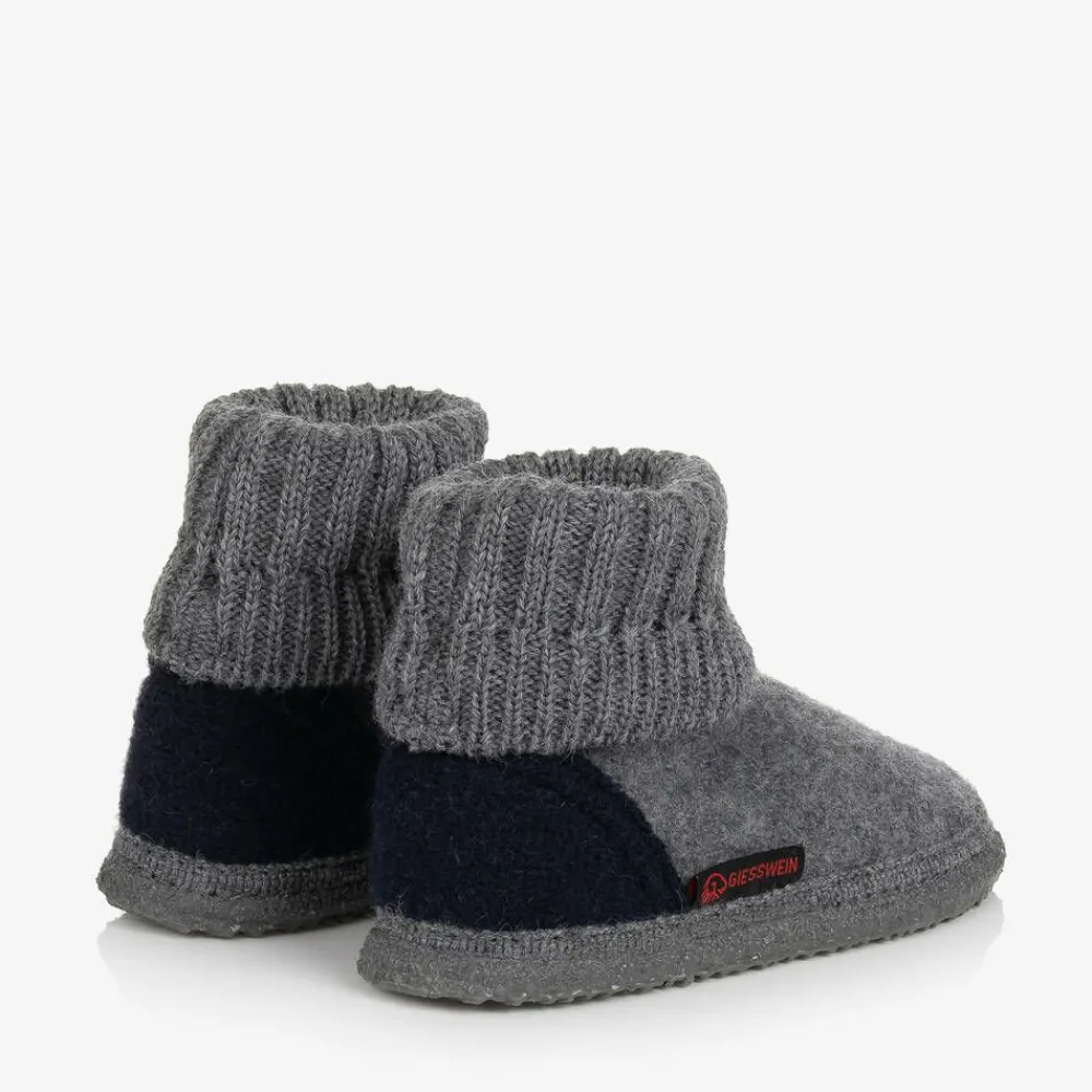 Giesswein Slippers|Slippers*Grey Wool Boot Slippers