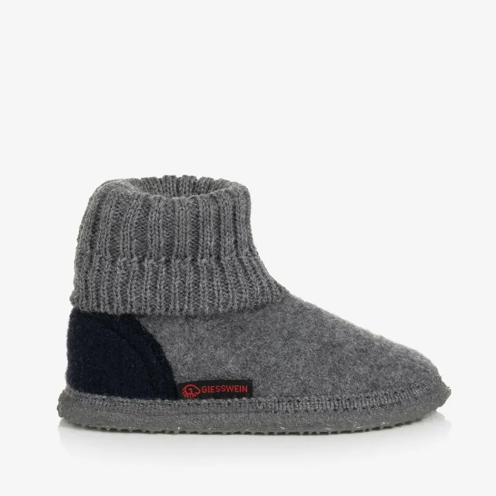 Giesswein Slippers|Slippers*Grey Wool Boot Slippers