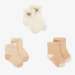 Guess Socks|Socks*Ivory & Beige Teddy Bear Socks (3 Pack)